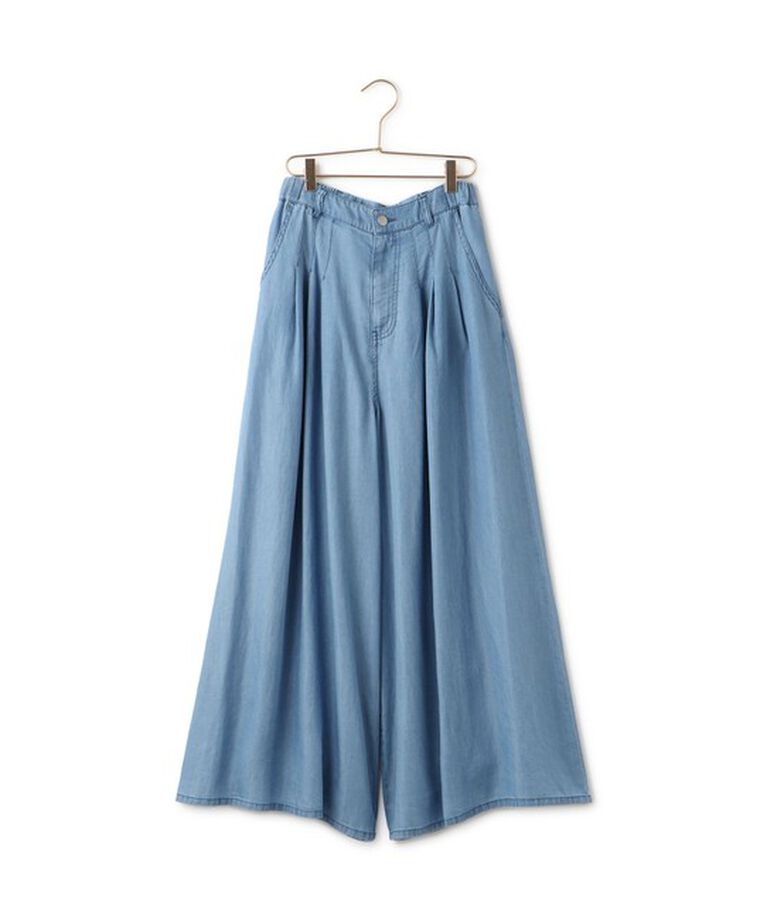 Rope’Picnic「【emur/エミュール】バイオシルクタックデニムワイドパンツ」|デニム|