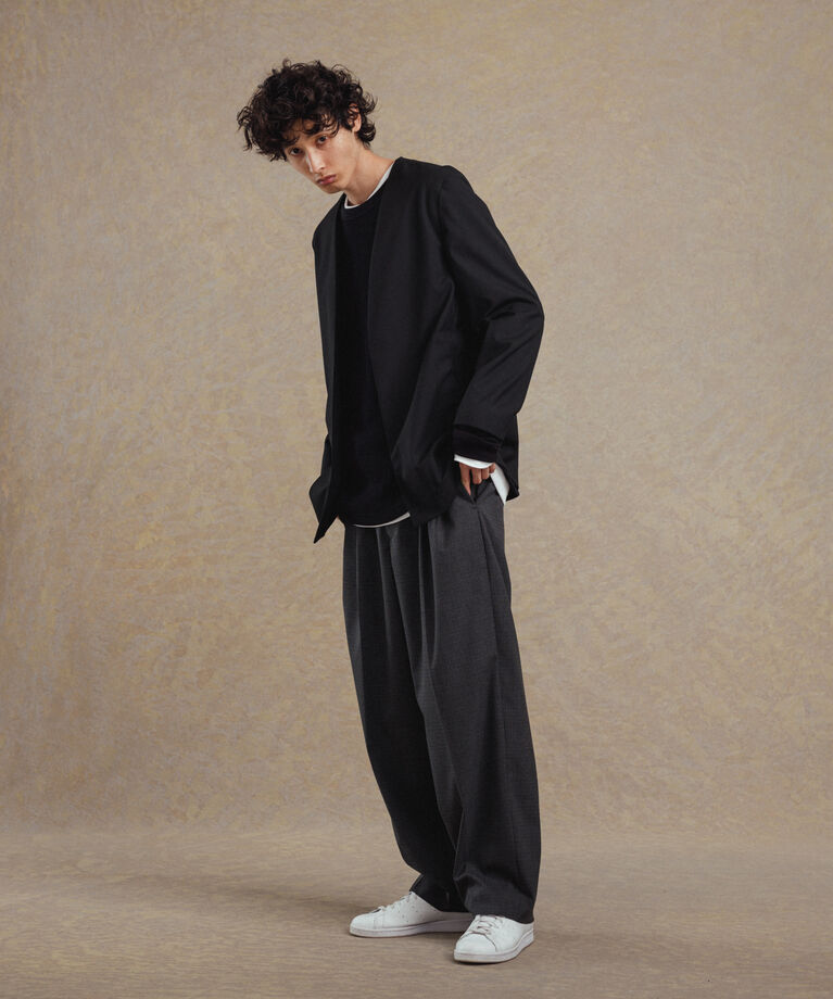 ADAM ET ROPE'「【Chambrer】オーバーサイズ ノーカラー イージー ジャケット / シーズンレス / セットアップ対応」|ノーカラージャケット|