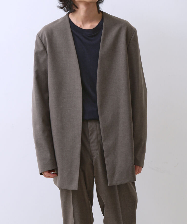 ADAM ET ROPE'「【Chambrer】オーバーサイズ ノーカラー イージー ジャケット / シーズンレス / セットアップ対応」|ノーカラージャケット|グレー系(09)