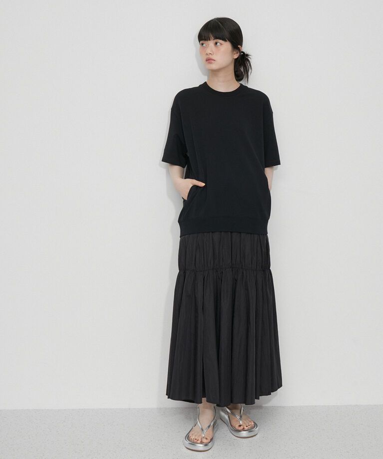 ADAM ET ROPE'「【洗える】ミニ裏毛Tシャツドッキングワンピース」|ワンピース|ブラック(01)