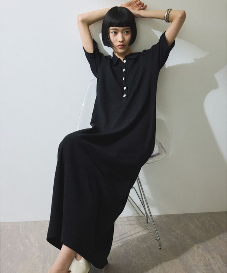 ADAM ET ROPE'「【WEB限定】ハーフスリーブポロシャツワンピース」|ワンピース|