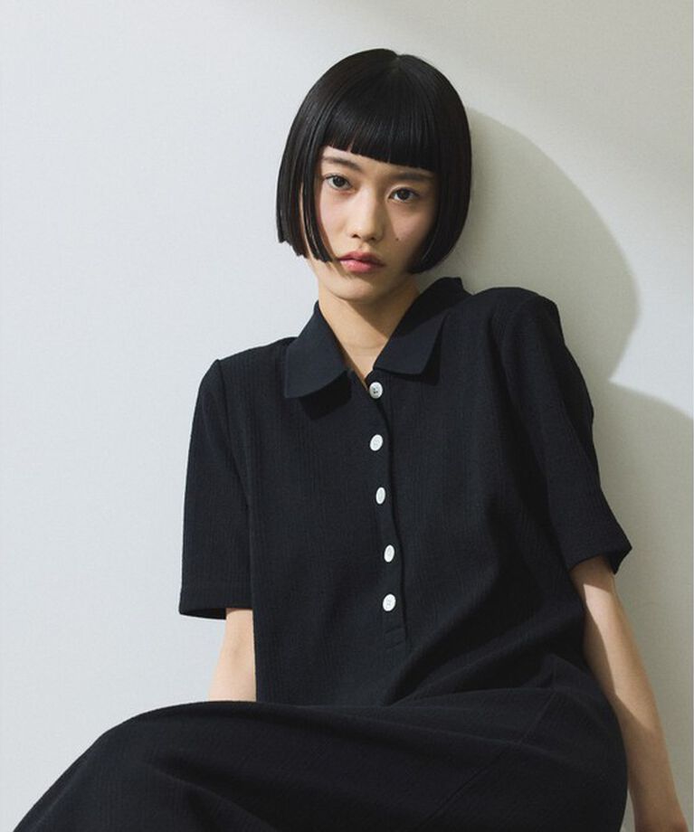 ADAM ET ROPE'「【WEB限定】ハーフスリーブポロシャツワンピース」|ワンピース|