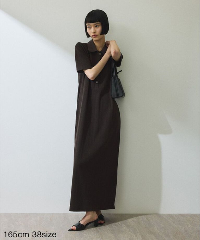 ADAM ET ROPE'「【WEB限定】ハーフスリーブポロシャツワンピース」|ワンピース|