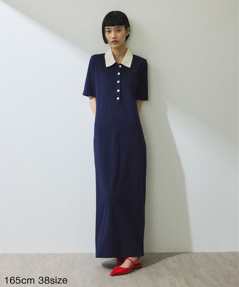 ADAM ET ROPE'「【WEB限定】ハーフスリーブポロシャツワンピース」|ワンピース|