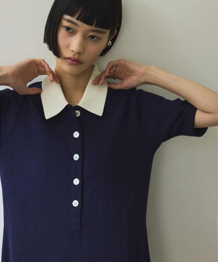 ADAM ET ROPE'「【WEB限定】ハーフスリーブポロシャツワンピース」|ワンピース|