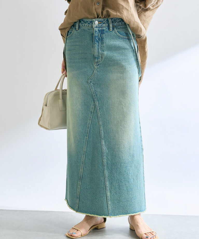  「【MONN.:.(モン)】LOOSE DENIM SKIRT」|スカート|ブルー