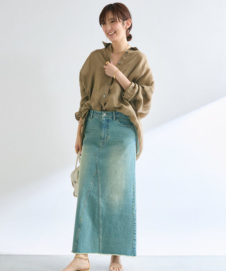  「【MONN.:.(モン)】LOOSE DENIM SKIRT」|スカート|