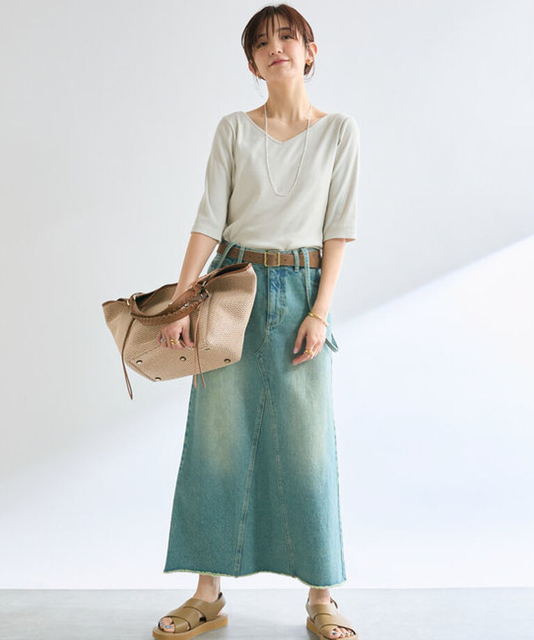  「【MONN.:.(モン)】LOOSE DENIM SKIRT」|スカート|