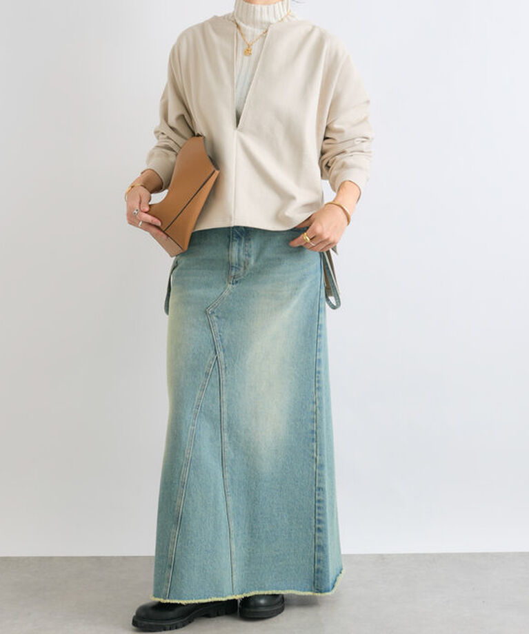  「【MONN.:.(モン)】LOOSE DENIM SKIRT」|スカート|