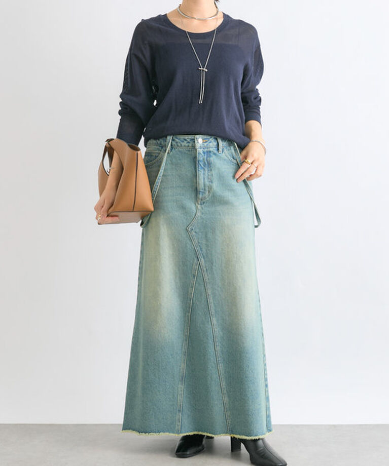  「【MONN.:.(モン)】LOOSE DENIM SKIRT」|スカート|