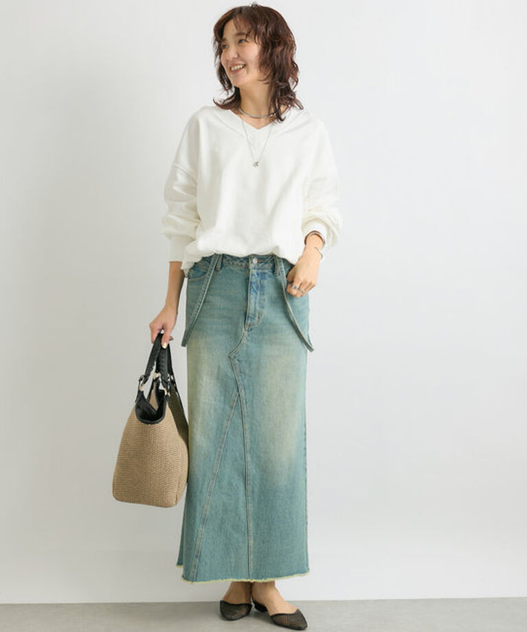  「【MONN.:.(モン)】LOOSE DENIM SKIRT」|スカート|