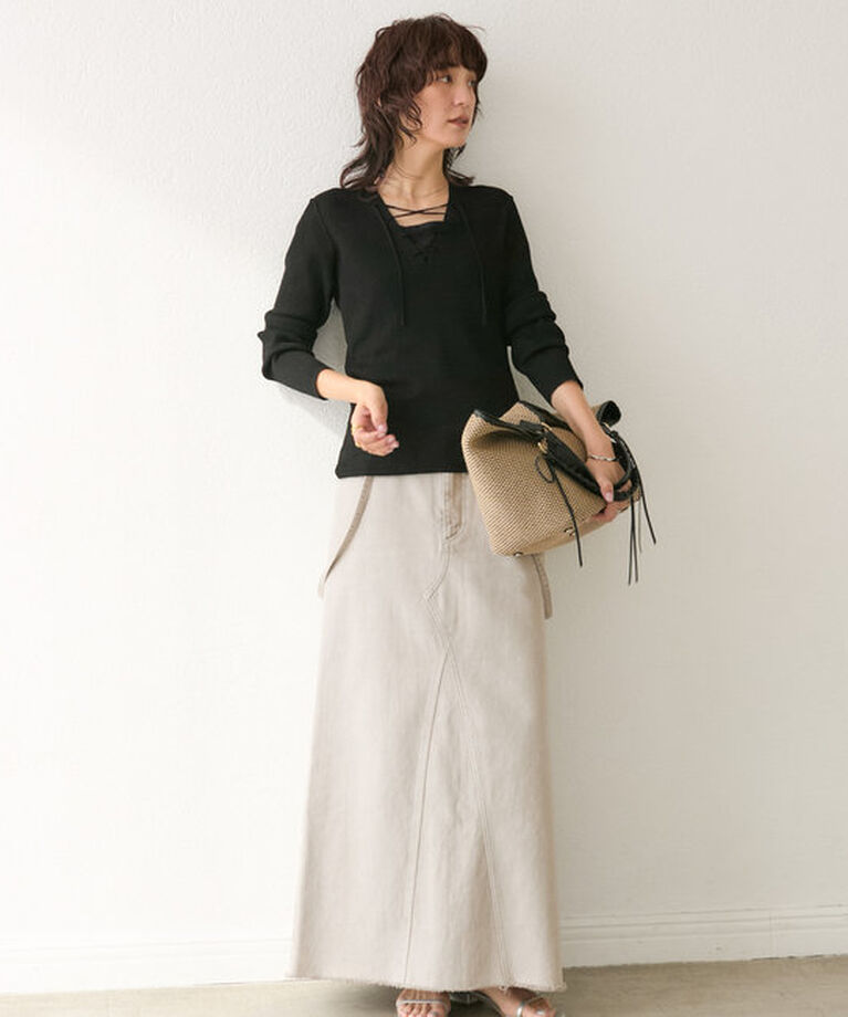  「【MONN.:.(モン)】LOOSE DENIM SKIRT」|スカート|