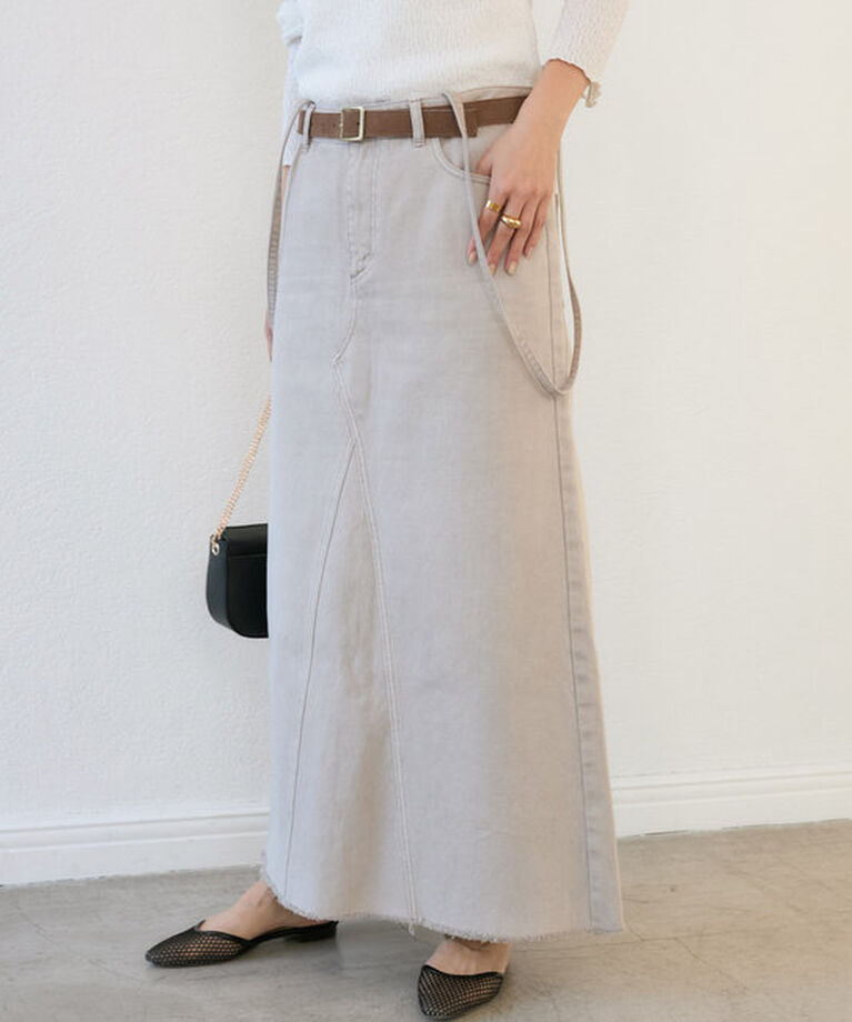 「【MONN.:.(モン)】LOOSE DENIM SKIRT」|スカート|