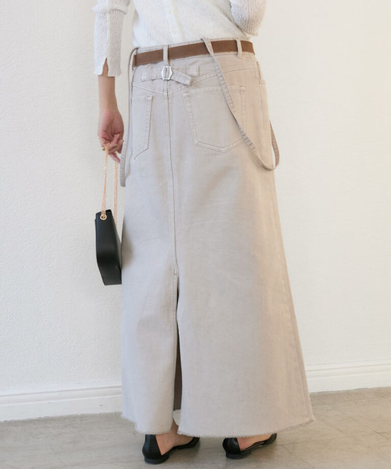  「【MONN.:.(モン)】LOOSE DENIM SKIRT」|スカート|