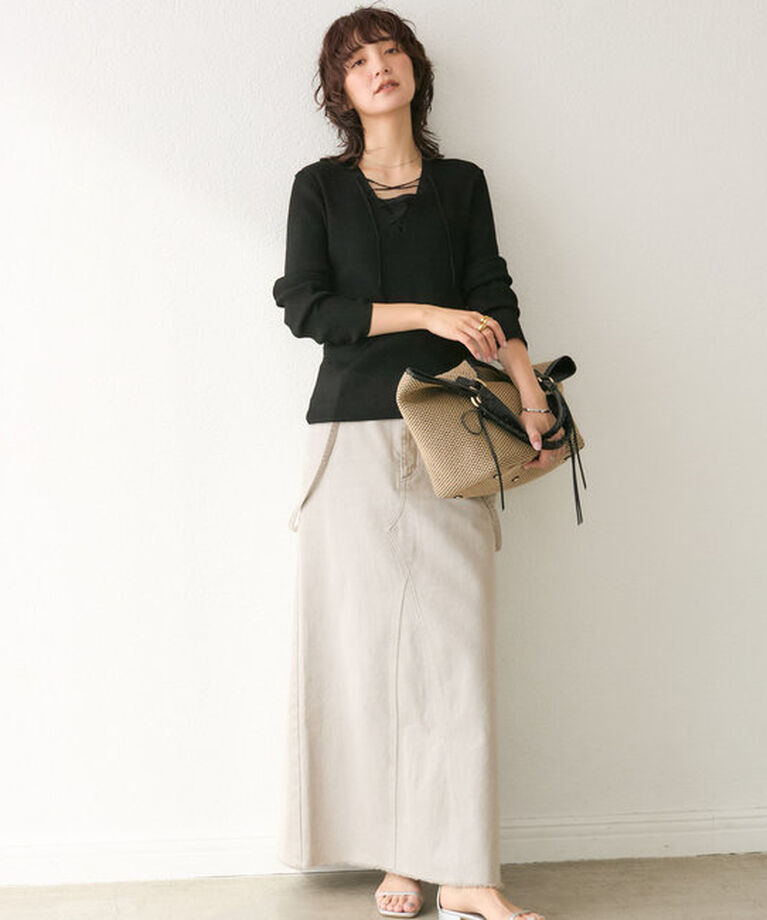 「【MONN.:.(モン)】LOOSE DENIM SKIRT」|スカート|