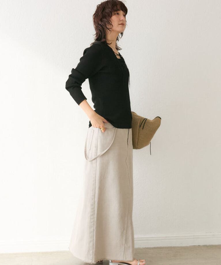  「【MONN.:.(モン)】LOOSE DENIM SKIRT」|スカート|
