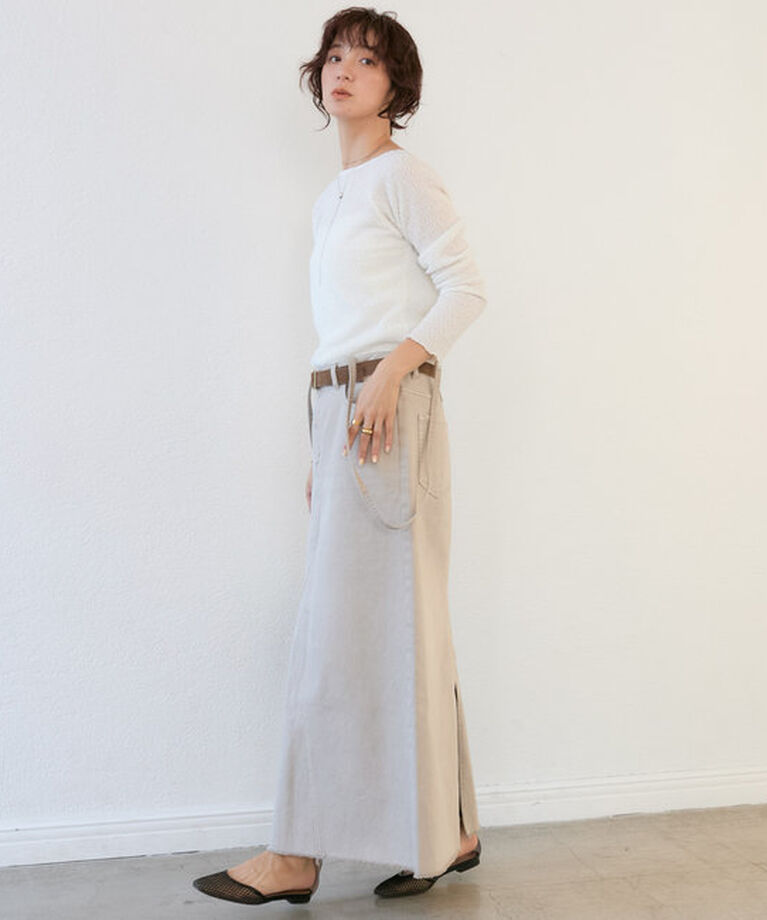  「【MONN.:.(モン)】LOOSE DENIM SKIRT」|スカート|