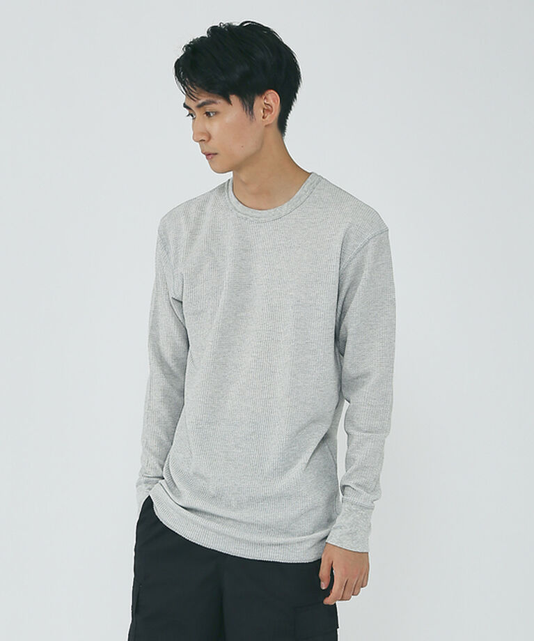 ABAHOUSE「【JEMORGAN/ジェーイーモーガン】ワッフル クルーネック ロングスリーブ」|Tシャツ・カットソー|グレー