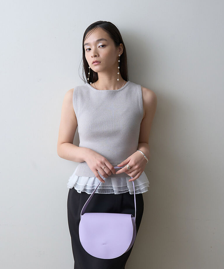 Rouge vif「【一部店舗限定】チュールコンビノースリーブプルオーバー」|ニット・セーター|