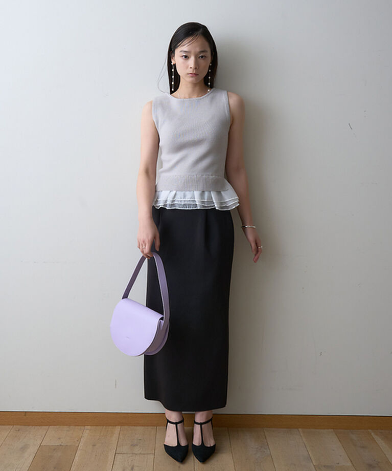 Rouge vif「【一部店舗限定】チュールコンビノースリーブプルオーバー」|ニット・セーター|