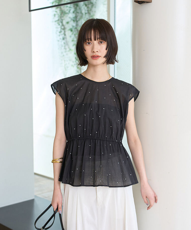Rouge vif「シルバードット刺繍ペプラムブラウス」|シャツ・ブラウス|