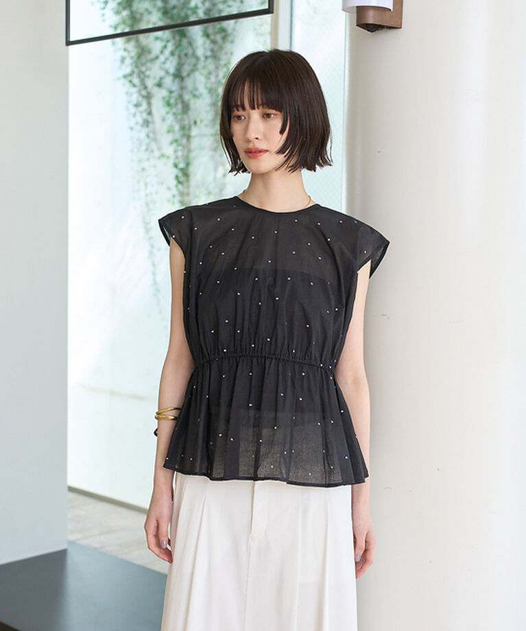 Rouge vif「シルバードット刺繍ペプラムブラウス」|シャツ・ブラウス|