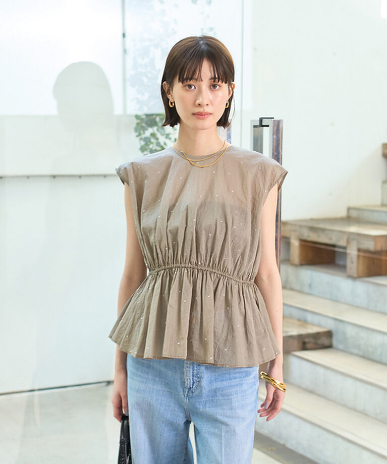 Rouge vif「シルバードット刺繍ペプラムブラウス」|シャツ・ブラウス|
