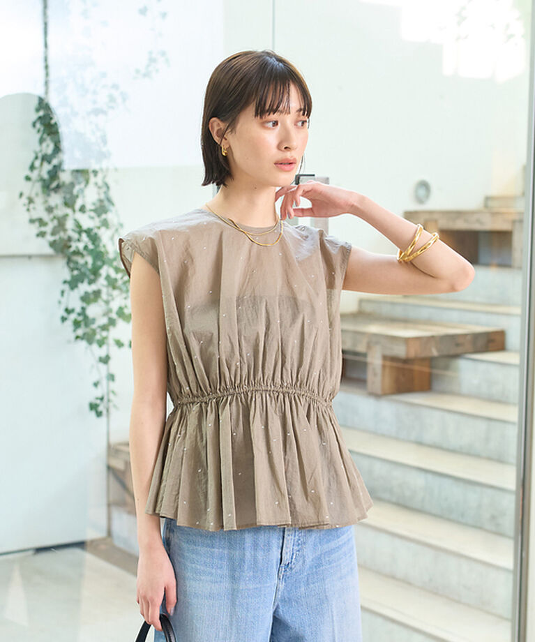 Rouge vif「シルバードット刺繍ペプラムブラウス」|シャツ・ブラウス|