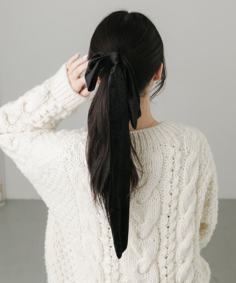 SMELLY「SMELLY 『WEB/一部店舗限定』ベロアビッグリボンヘアカフセット」|ヘアゴム・シュシュ|