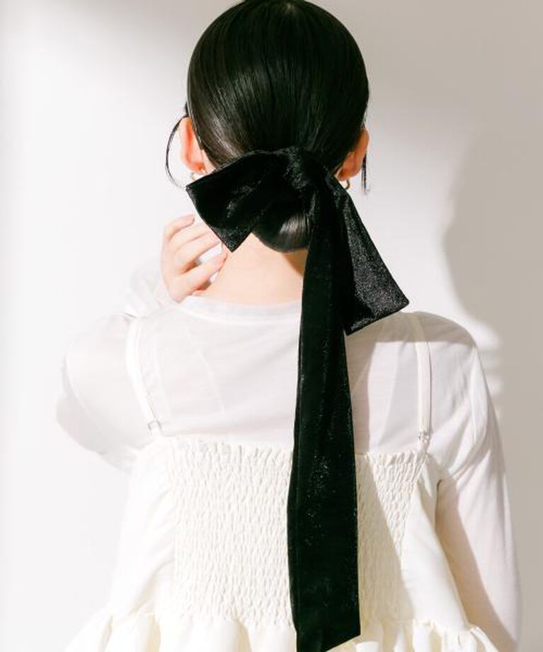 SMELLY「SMELLY 『WEB/一部店舗限定』ベロアビッグリボンヘアカフセット」|ヘアゴム・シュシュ|