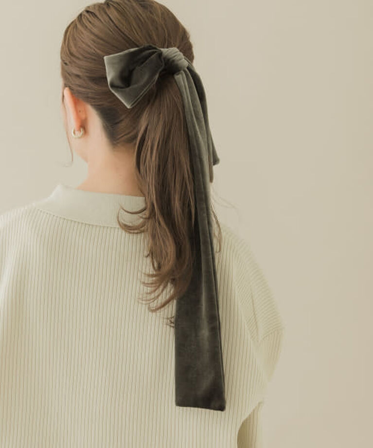 SMELLY「SMELLY 『WEB/一部店舗限定』ベロアビッグリボンヘアカフセット」|ヘアゴム・シュシュ|