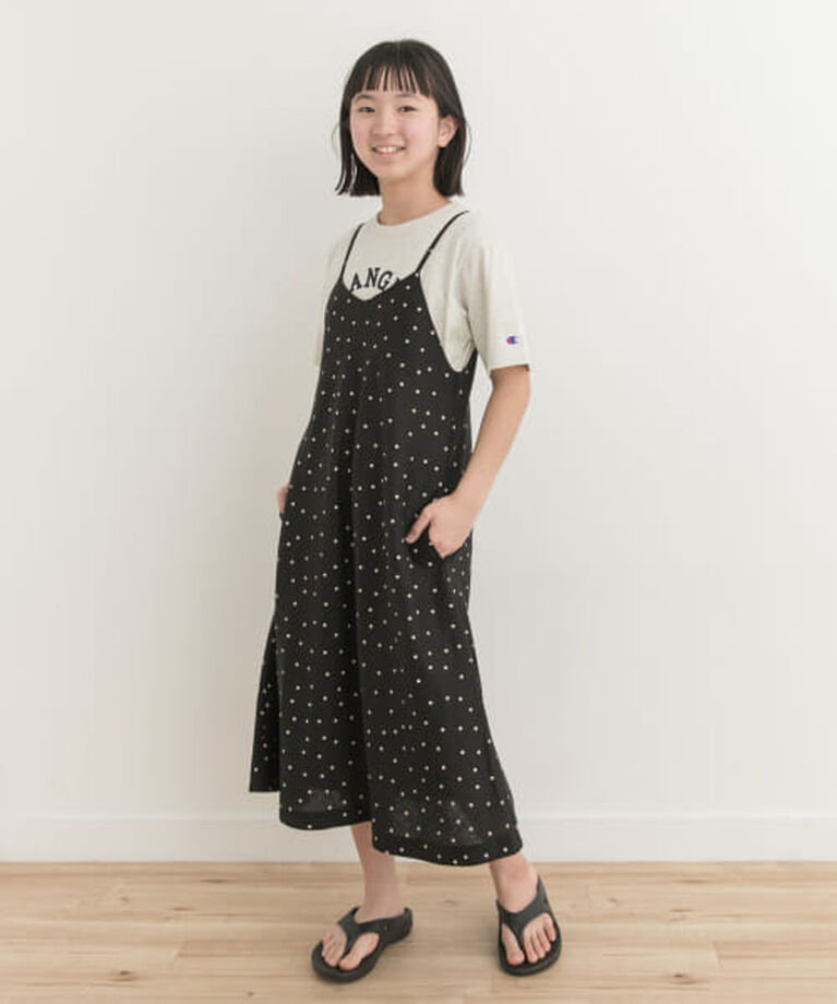  「DOORS 『親子リンク』レーヨンリネンドットキャミワンピ(KIDS)」|ワンピース|BLACK