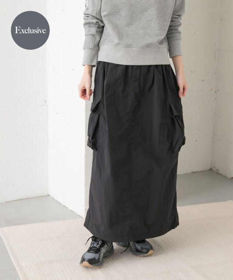 URBAN RESEARCH DOORS「DOORS 『別注』Snow Peak Apparel×DOORS　Nylon Tussah Skirt」|スカート|BLACK