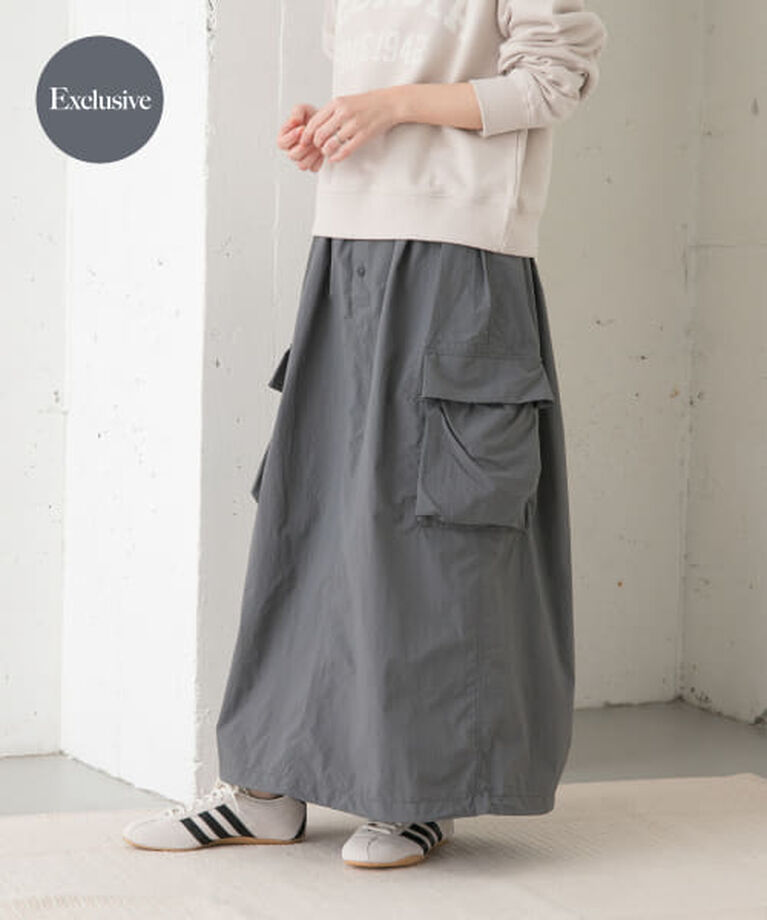 URBAN RESEARCH DOORS「DOORS 『別注』Snow Peak Apparel×DOORS　Nylon Tussah Skirt」|スカート|GREY