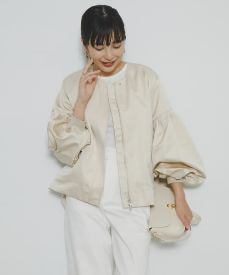 URBAN RESEARCH ROSSO「ROSSO F by ROSSO　サテンバルーンスリーブブルゾン」|ブルゾン・スタジャン|BEIGE