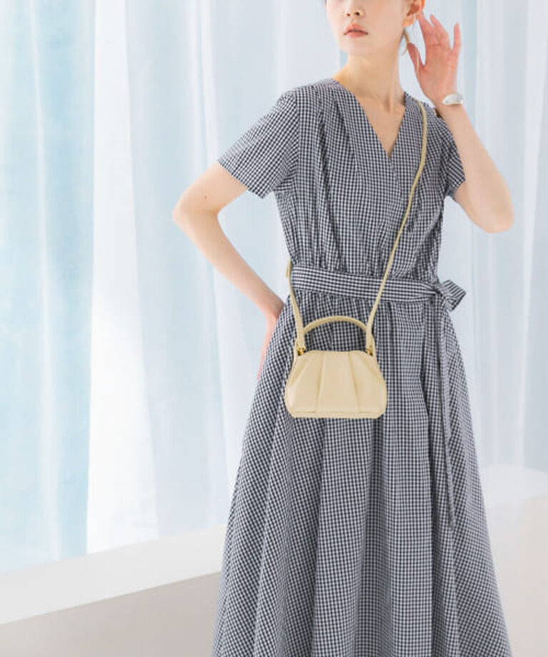 URBAN RESEARCH ROSSO「ROSSO 『WEB限定』ギンガムカシュクールワンピース」|ワンピース|BLACK