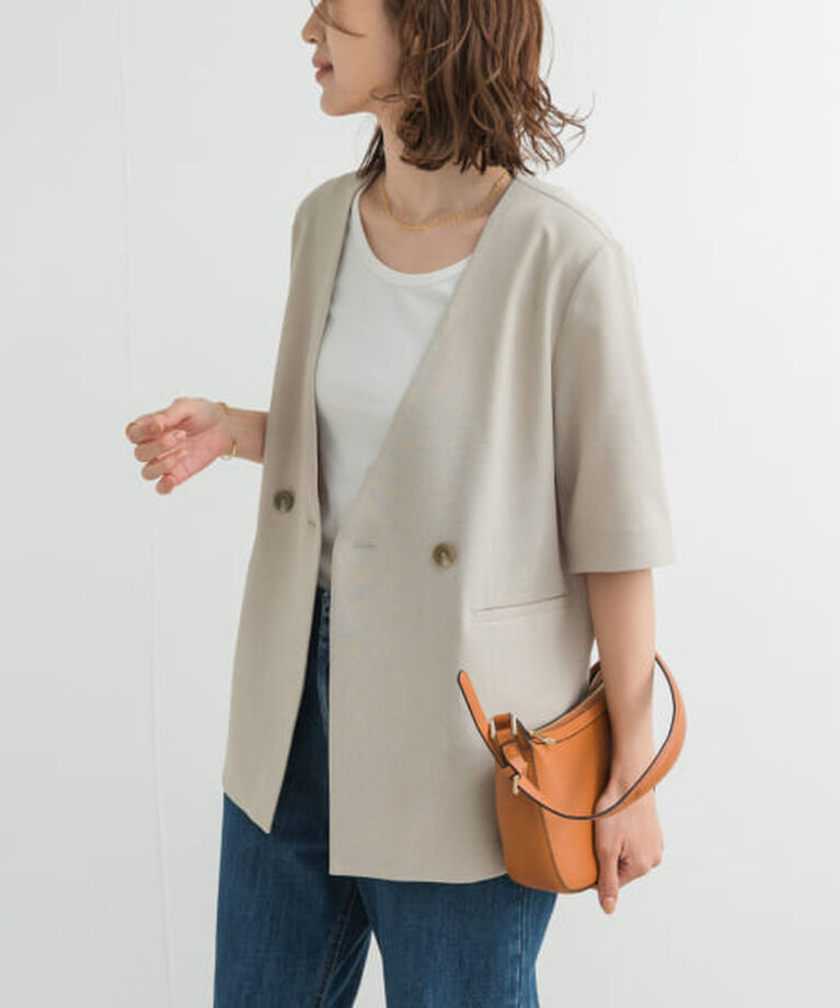 URBAN RESEARCH DOORS「DOORS 『UR TECH DRYLUXE』ハーフスリーブジャケット」|その他|BEIGE