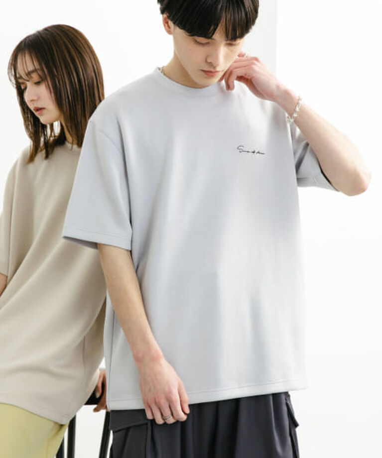 SENSE OF PLACE by URBAN RESEARCH「SENSE OF PLACE 『一部WEB限定カラー』『ユニセックス』シシュウダンボールポンチショートスリーブTシャツ」|Tシャツ・カットソー|L.GRY×BLK