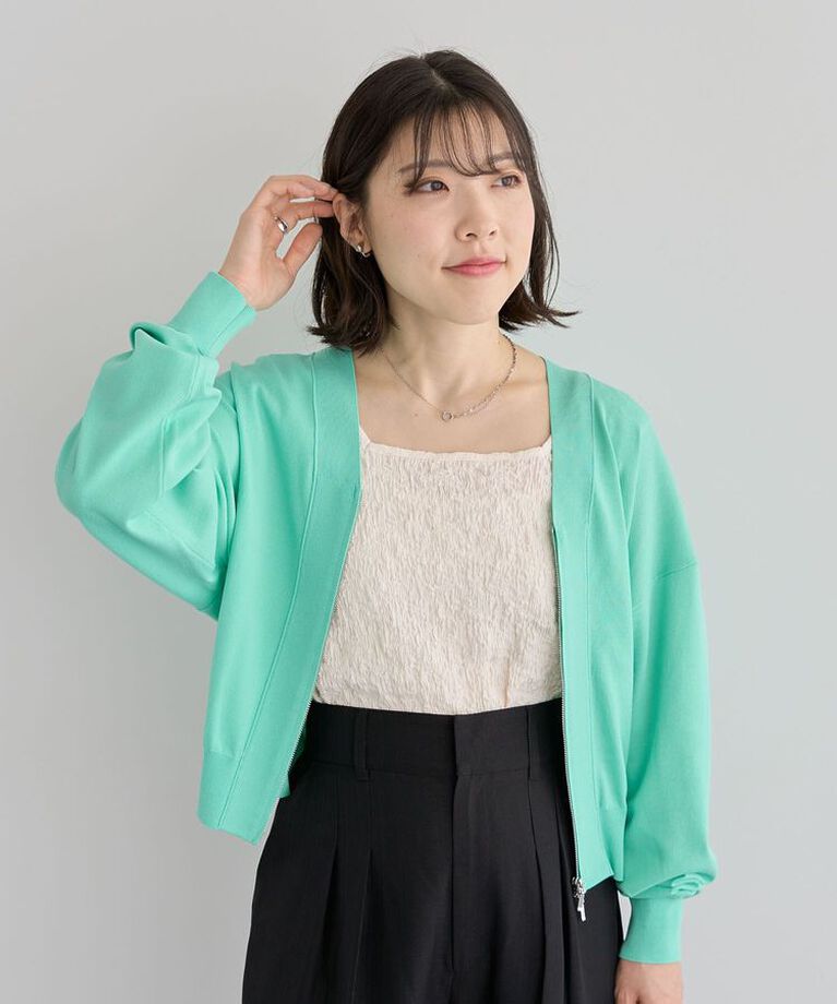Green Parks「フロントZIPニットカーディガン」|カーディガン|Green