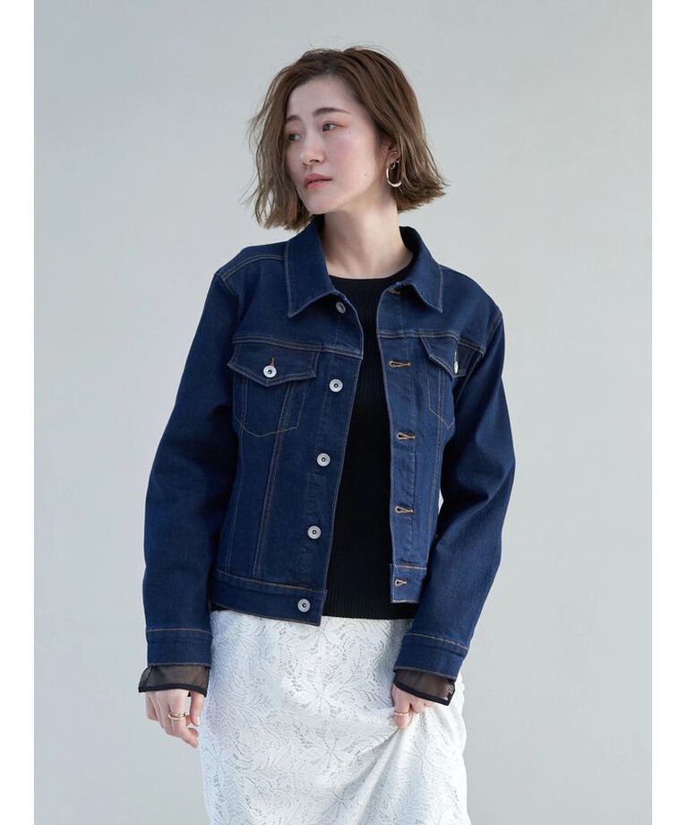 YECCA VECCA「ストレッチGジャン」|テーラードジャケット|Dark Indigo