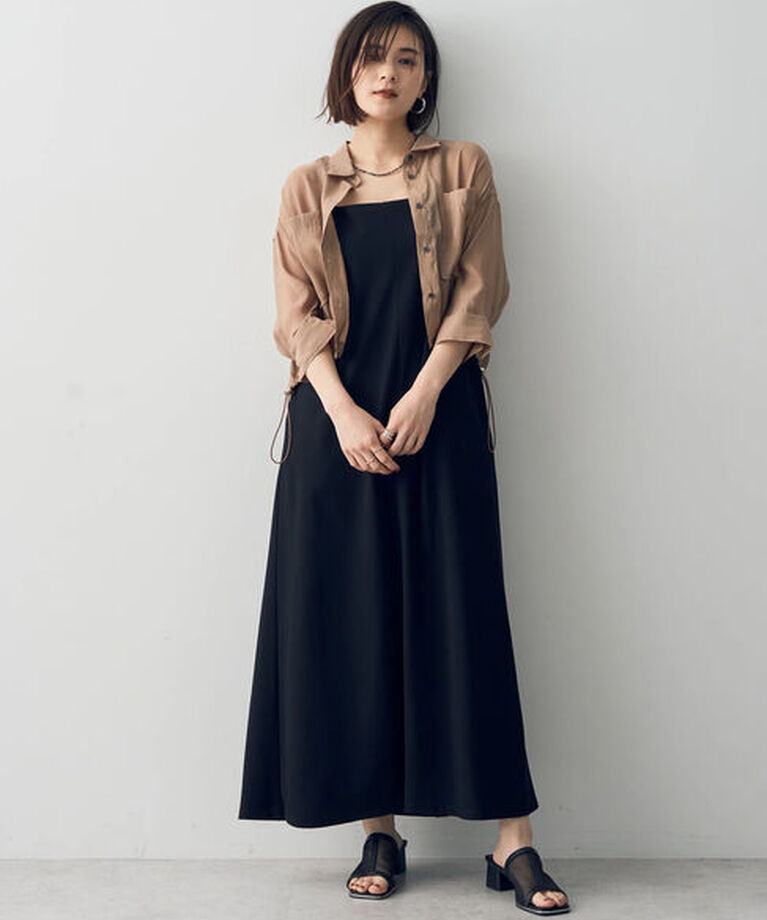 YECCA VECCA「【2点SET】シアーシャツ×Aラインキャミワンピース」|ワンピース|