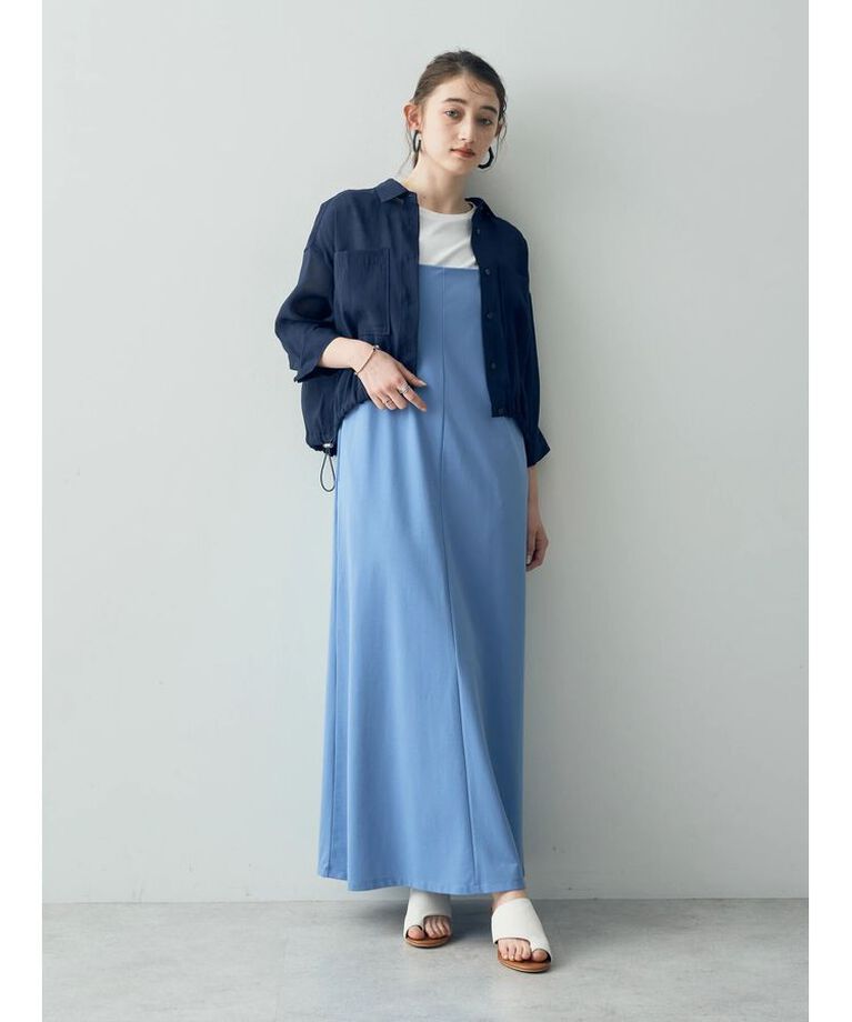 YECCA VECCA「【2点SET】シアーシャツ×Aラインキャミワンピース」|ワンピース|