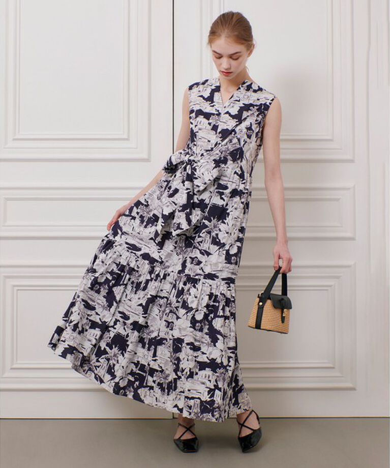 LOULOU WILLOUGHBY「【LOULOU WILLOUGHBY】サマーナイトプリント リボンワンピース」|ワンピース|