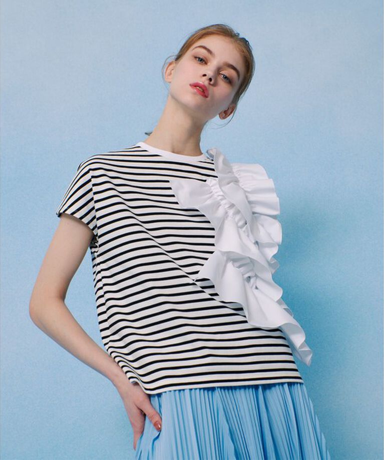 LOULOU WILLOUGHBY「【LOULOU WILLOUGHBY】ギャザーレイヤーＴシャツ」|その他|ブラック系