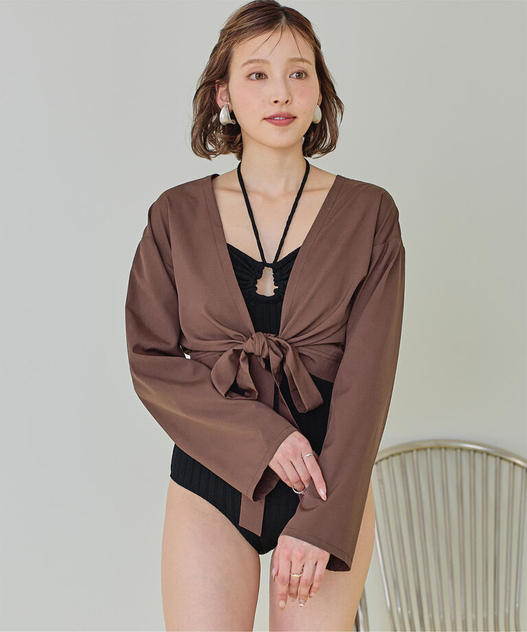 SEA DRESS「ウエストマークラッシュガード」|ビキニトップス|ブラウン