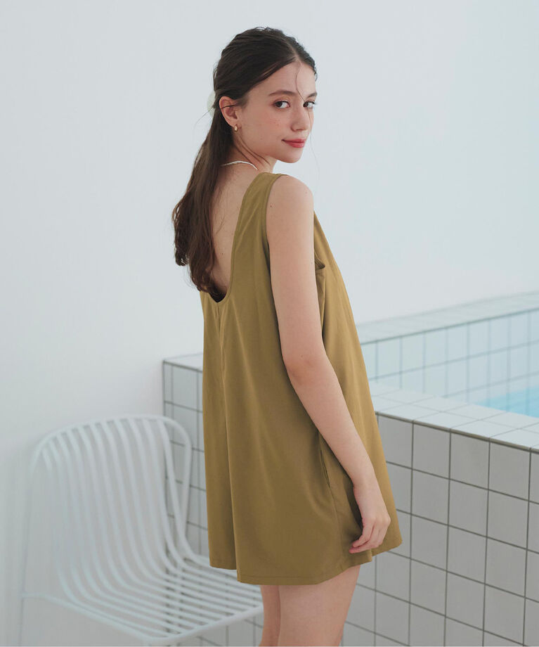SEA DRESS「シンプルタンクトップオールインワン/水着」|コンビネゾン|カーキ
