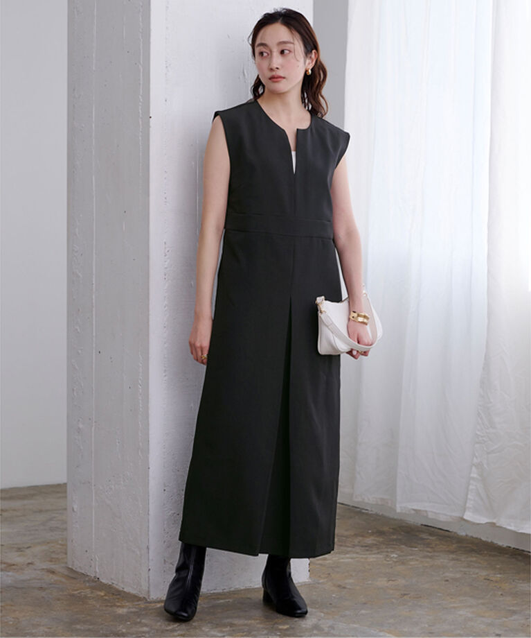ur's「キーネックフロントタックジャンパースカート」|ワンピース|
