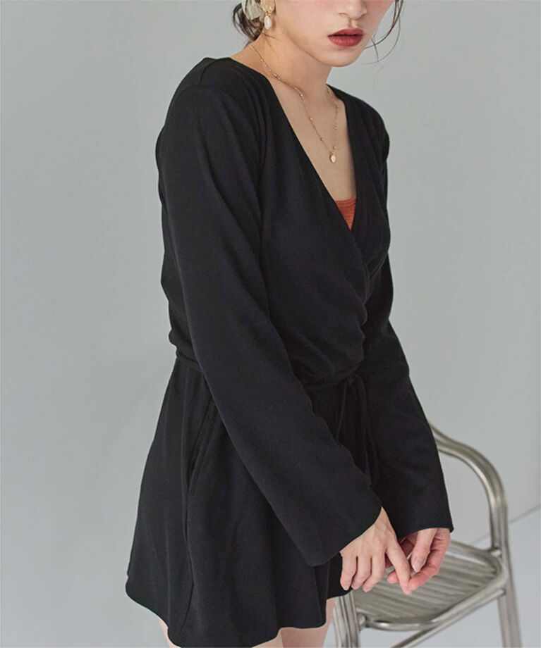 SEA DRESS「細リブカシュクールオールインワン」|コンビネゾン|
