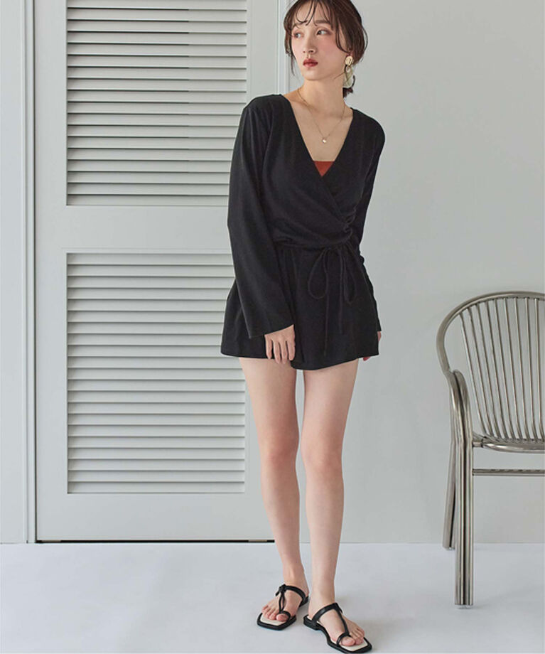 SEA DRESS「細リブカシュクールオールインワン」|コンビネゾン|