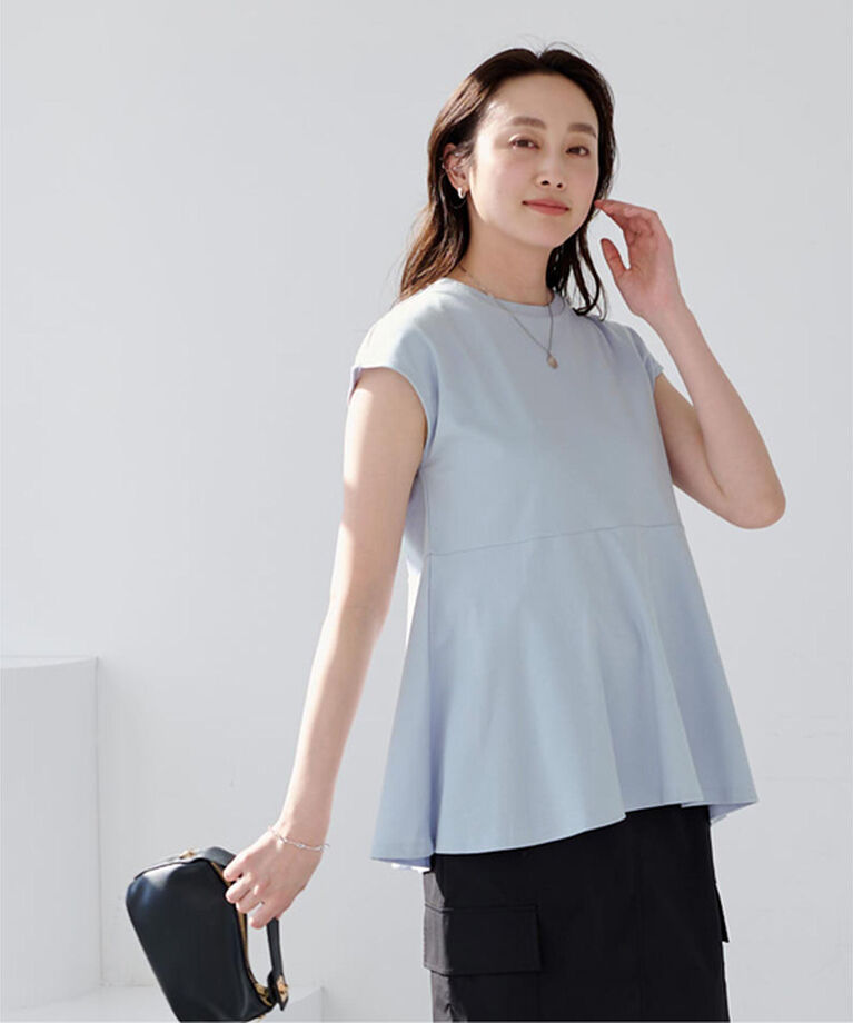 ur's「汗染み防止ペプラムフレンチスリーブTシャツ」|Tシャツ・カットソー|